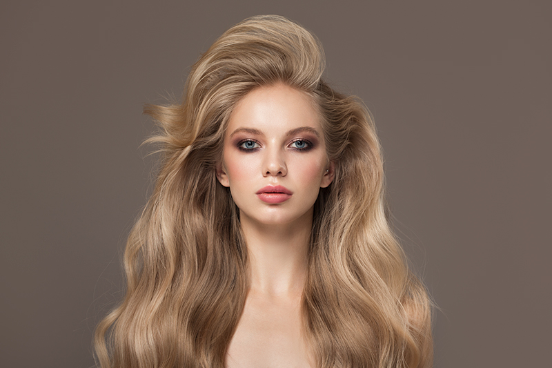 Blonde woman with voluminous hair